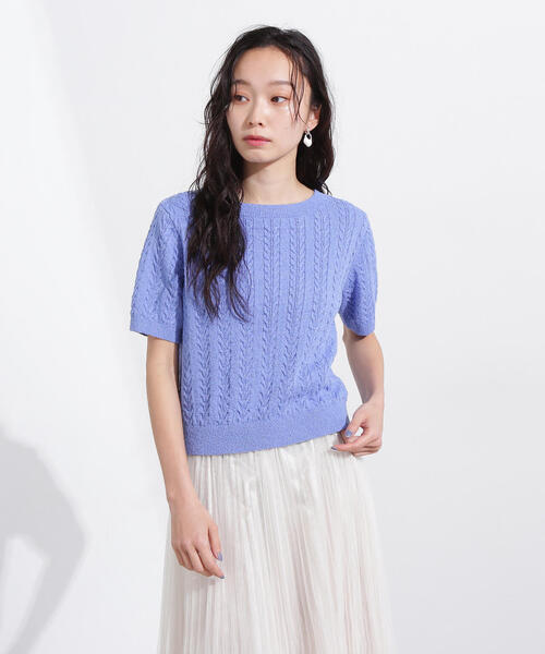 「N.(N. Natural Beauty Basic)」 半袖ニット MEDIUM ブルー レディース_画像9