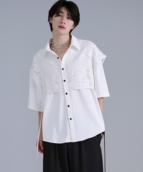 Ellno Loset（エルノロゼット） シャツ 半袖 オパールジャガード