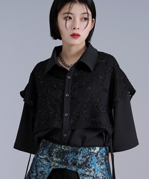 Ellno Loset（エルノロゼット） シャツ 半袖 オパールジャガード