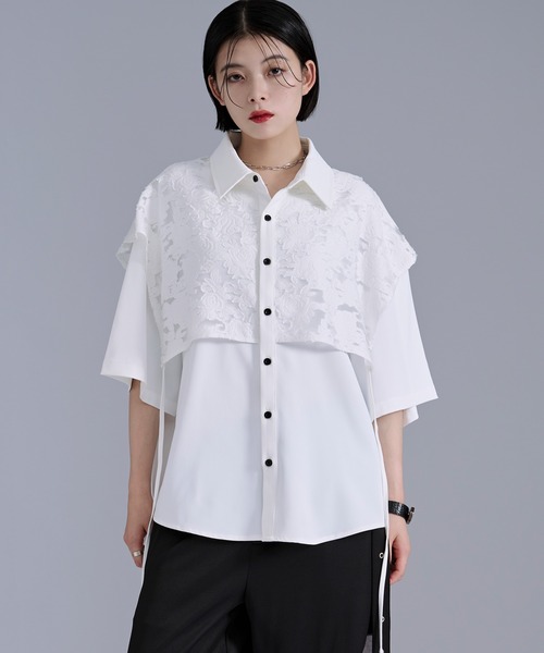 Ellno Loset（エルノロゼット） シャツ 半袖 オパールジャガード