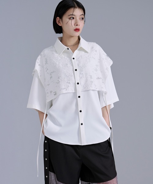 Ellno Loset（エルノロゼット） シャツ 半袖 オパールジャガード