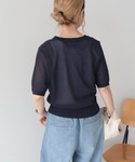 カーディガン 夏 半袖 配色フリルレイヤードカ...の詳細画像4