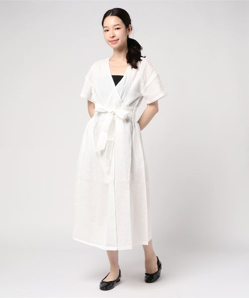 IENA ホワイト 半袖 ロングワンピース SLOBE IENA（スローブイエナ） ワンピース 半袖 2WAYカシュクール