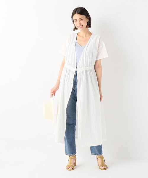 IENA ホワイト 半袖 ロングワンピース SLOBE IENA（スローブイエナ） ワンピース 半袖 2WAYカシュクール