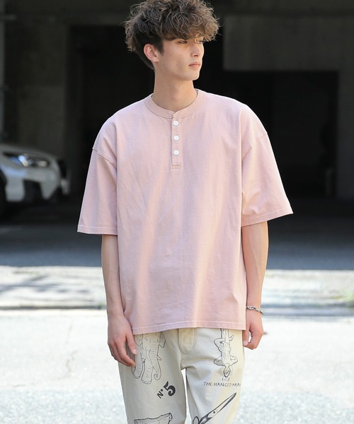 ルーズ ヘンリーネック Tシャツ 2色 ストリート 韓国 夏 cr9789 WAIPER.inc tシャツ GOOD WEAR ヘンリーネック S/S SUPER BIG
