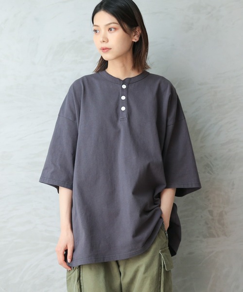 tシャツ クリーンフィニッシュジャージー ヘンリーネックプルオーバー WCFJ3804 レディース WAIPER.inc tシャツ GOOD WEAR ヘンリーネック S/S SUPER BIG