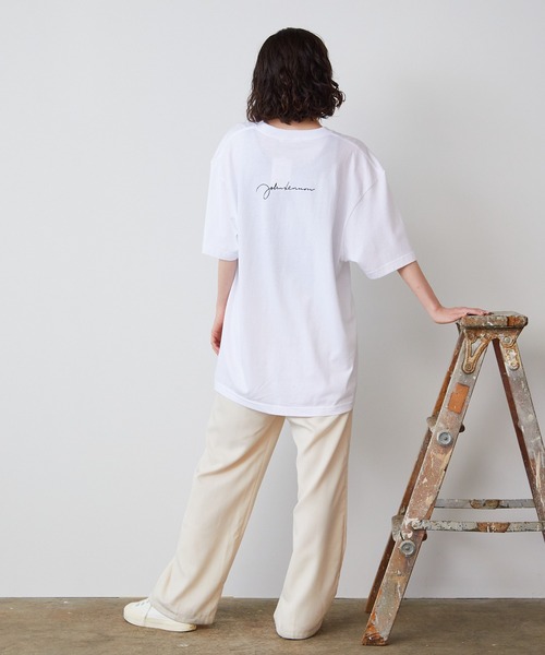 tシャツ +81BRANCA/ハチイチブランカ John Lennon portrait＆sign big tee Tシャツ グラフィックＴシャツ レ セール】+81BRANCA/ハチイチブランカ John Lennon portrait&sign