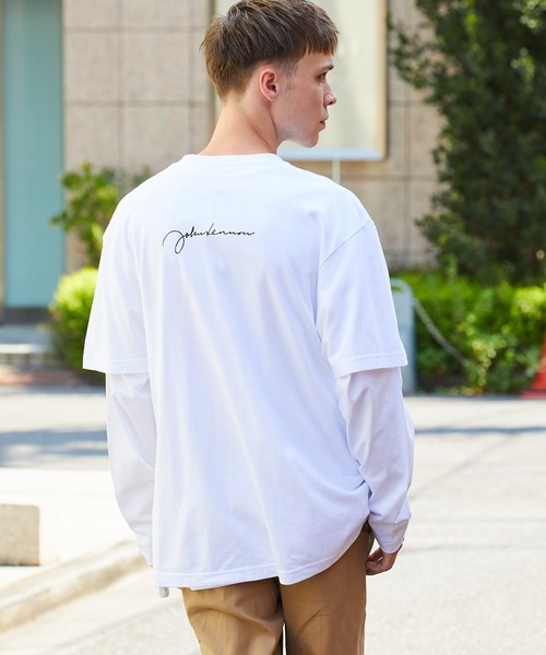 tシャツ +81BRANCA/ハチイチブランカ John Lennon portrait＆sign big tee Tシャツ グラフィックＴシャツ レ セール】+81BRANCA/ハチイチブランカ John Lennon portrait&sign