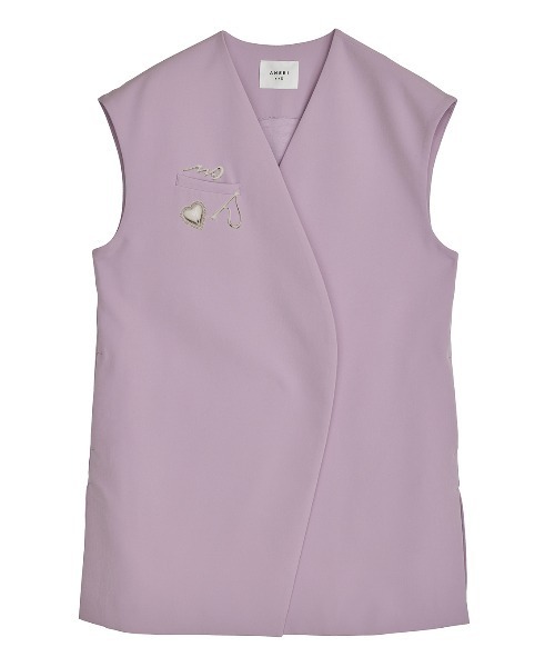 Ameri ベスト ジレ EMBELLISH BROOCH VEST レディース