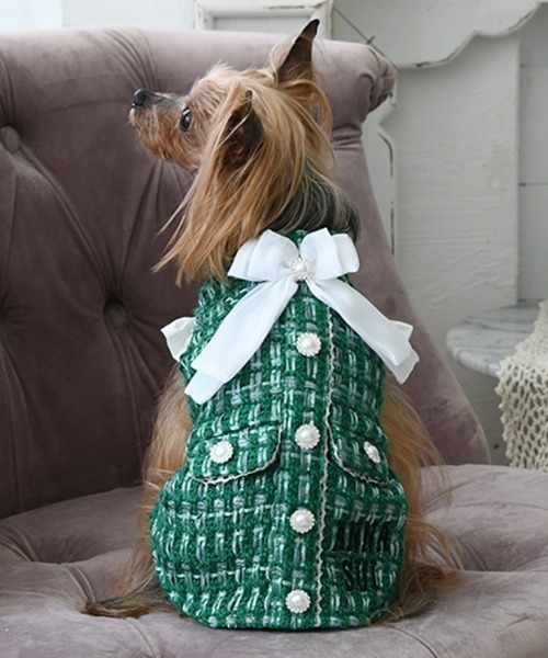 ♔ Anne ♔専用 新品リボン付きツイードワンピース・ジャケット ANNA SUI（アナ スイ）リボン付きツイードワンピース | 犬服・ドック