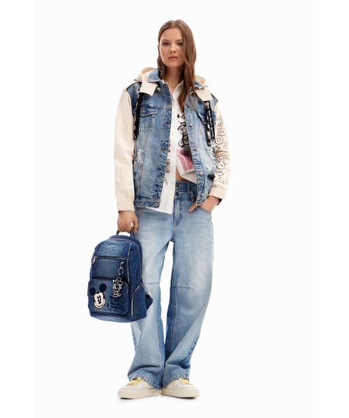 超人気の雑貨店 アウター コート Desigual ミッキーマウス スウェット × デニム ジャケット・アウター