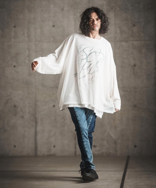 GLIMCLAP tシャツ mlt4590- Mesh layered design long sleeve