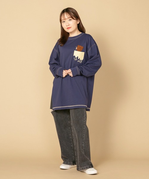 tシャツ 「LIVERY/ライブリー」　はちみつ大好きクマロンT　アニマルシリーズ レディース JEANS MATE tシャツ 「LIVERY/ライブリー」 はちみつ大好き