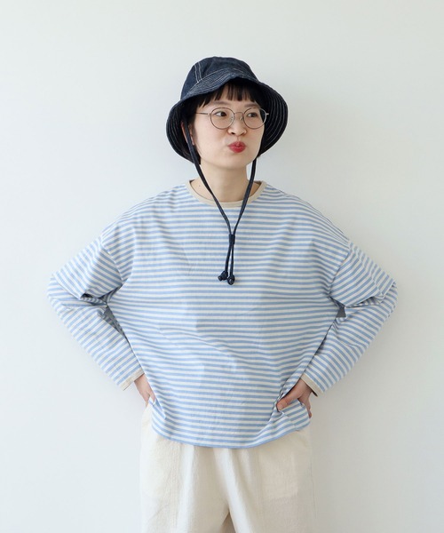tシャツ ボーダー配色バインダー BIGカットソー レディース PAR ICI tシャツ ボーダー配色バインダー BIGカットソー