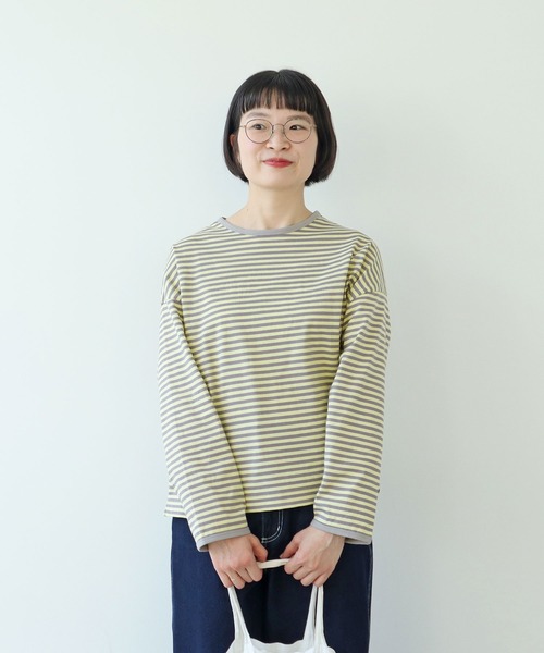 tシャツ ボーダー配色バインダー BIGカットソー レディース PAR ICI tシャツ ボーダー配色バインダー BIGカットソー