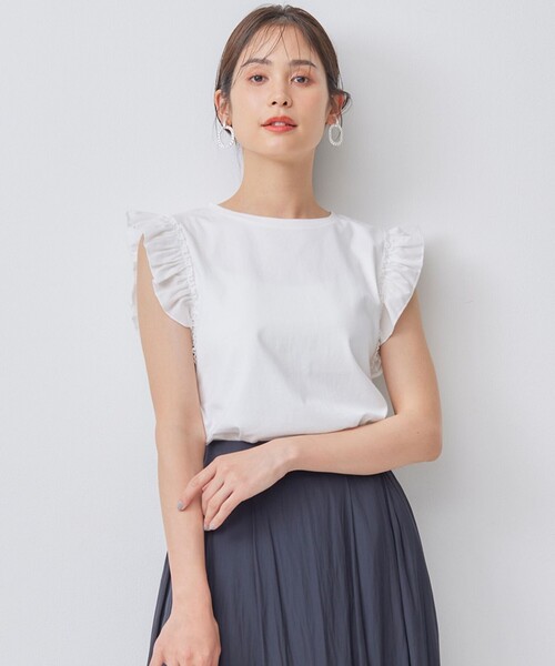 組曲 tシャツ Jazzy-Jersey フリル袖Tシャツ レディース