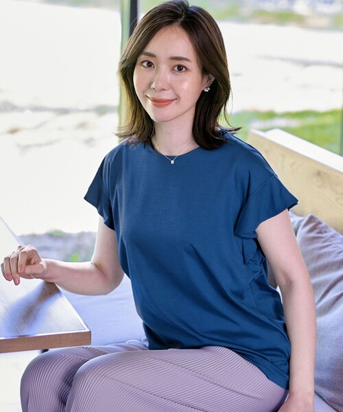 Tiaclasse tシャツ フリル袖ポンチプルオーバー レディース