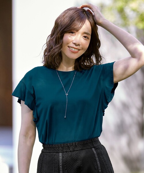 tシャツ フリルシャーリングプルオーバー レディース crie conforto | フリルシャーリングプルオーバー (Tシャツ