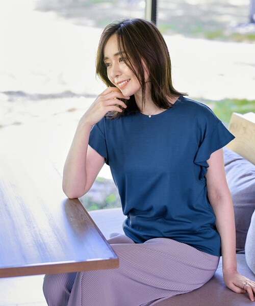 tシャツ クリスプジャージフリルフレンチプルオーバー レディース セール】クリスプジャージフリルフレンチプルオーバー（Tシャツ