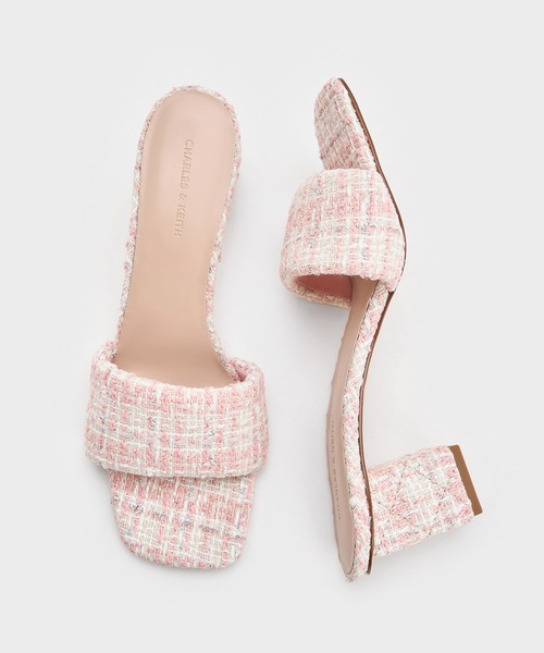 CHARLES ＆ KEITH サンダル パッフィーワイドストラップキルト