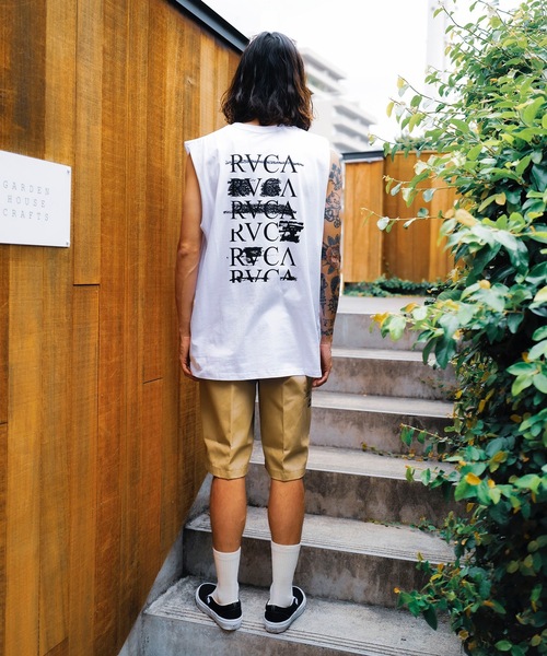 RVCA☆Fronds Muscle バックプリント シングレット タンクトップ RVCA タンクトップ メンズ ONSHORE TT 「2025年夏モデル