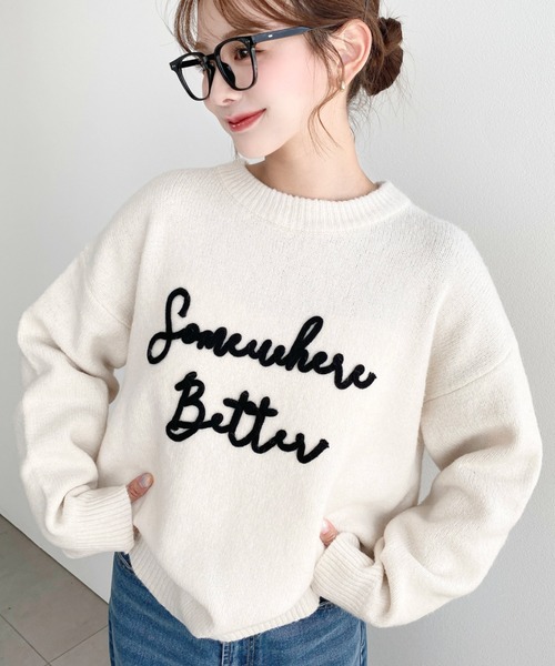 【紗栄子さん着用モデル】ニナリッチ 刺繍ロゴ ニットセーター 定価13万円 moment+ ニット セーター コードロゴ刺繍ニットプルオーバー