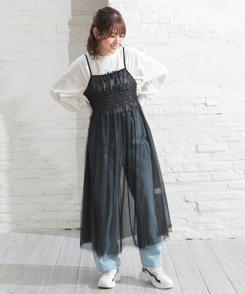 Honeys ワンピース シアーチュールキャミワンピース : ZOZOTOWN
