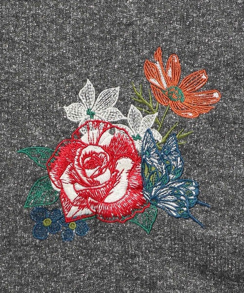 iS ScoLar カーディガン 543237:花と蝶の刺繍 ラメ裏毛 iS ScoLar カーディガン 543237:花と蝶の刺繍 ラメ裏毛