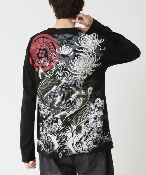 都市風景イラスト長袖シャツ 38サイズ シルケットライク天竺 オーバーサイズイラストプリントL/S