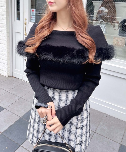 INGNI ニット セーター ファー付ケープニット レディース INGNI ニット セーター ファー付ケープニット レディース