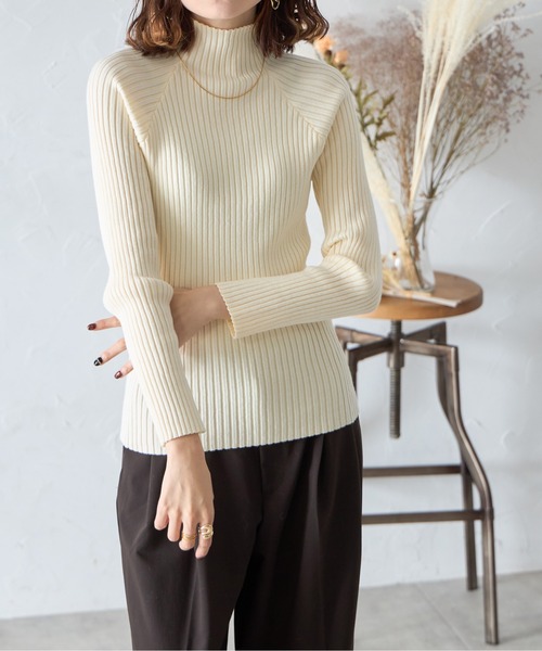 ニット/セーター Alia 2facepattern knit each alchemist ニット セーター ハイネックワイドリブニット