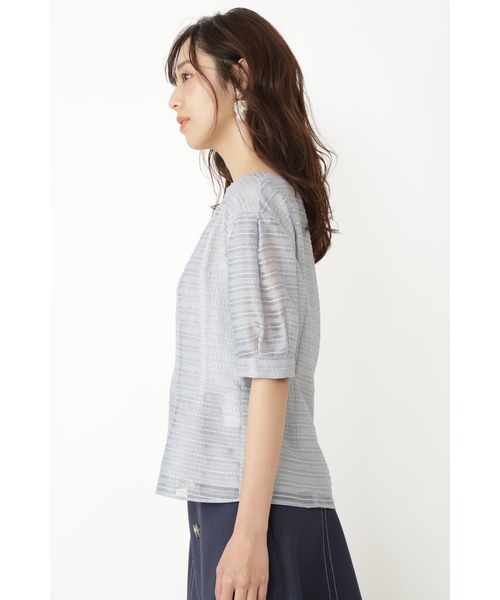 [JILL STUART] короткий рукав блуза SMALL голубой женский 