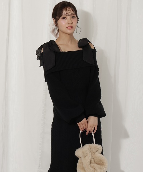 WILLSELECTION（ウィルセレクション） ワンピース 肩リボンケーブル