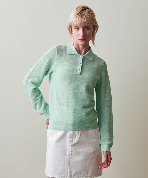 ニット セーター 「Steven Alan」メッシュ ポロカラー ニット レディース