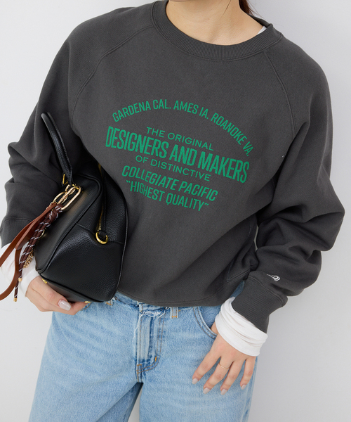 トレーナー スウェット Collegiate Pacific SLOBE別注 ショートスウェット レディース