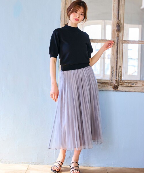 ニット セーター 「UVカット・洗える」シャイニーハーフスリーブ ニット レディース Feroux ニット セーター 「UVカット・洗える」シャイニーハーフ