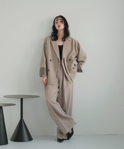 LIAN スラックス パンツ ツータックワイドパンツ レディース