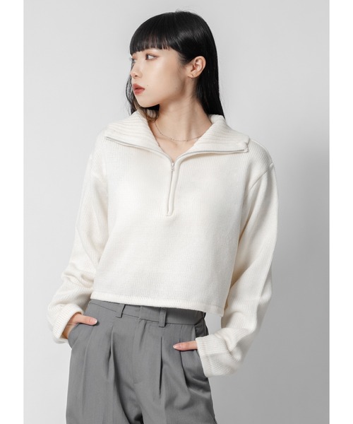 「Adoon plain」 長袖ニット FREE オフホワイト レディース_画像3