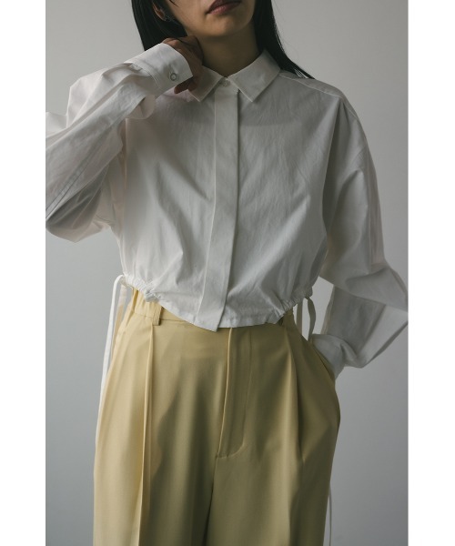 ブラウス シャツ ヘムギャザーショートシャツ 春服 レディース STYLEMIXER ブラウス シャツ ヘムギャザーショートシャツ 春服