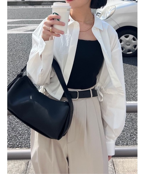 ブラウス シャツ ヘムギャザーショートシャツ 春服 レディース STYLEMIXER ブラウス シャツ ヘムギャザーショートシャツ 春服