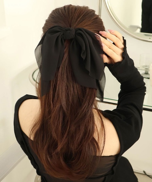 CEMO NEMO（セモネモ） ヘアクリップ シフォン ビッグリボン バレッタ