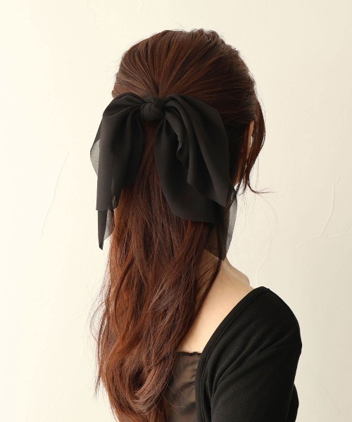 CEMO NEMO ヘアクリップ シフォン ビッグリボン バレッタ