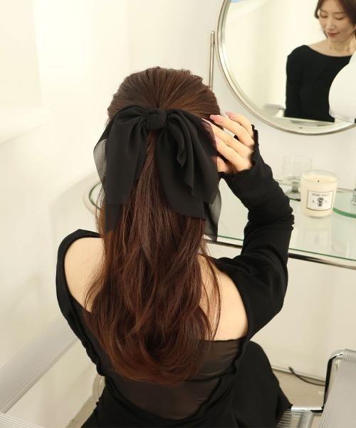CEMO NEMO（セモネモ） ヘアクリップ シフォン ビッグリボン バレッタ