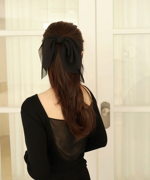 CEMO NEMO（セモネモ） ヘアクリップ シフォン ビッグリボン バレッタ