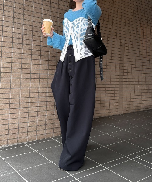 chuclla パンツ ボタンディテール ワイドスラックス chw25s045