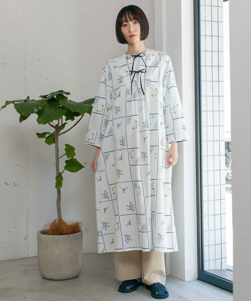 美品✨TORY BURCH フード付きカフタン　ドレス　ワンピース　刺繍 POU DOU DOU（プードゥドゥ） ワンピース ステッチプリントカフタン