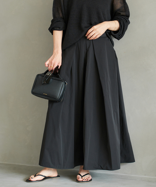Plage Memory Taffeta スカート　ブラック　フレアスカート Memory Taffeta Tack スカート（その他スカート）｜Plage