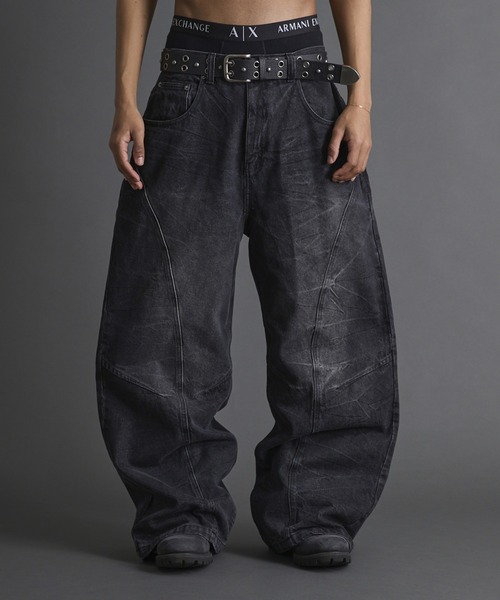 ANDER HUNK ワイドパンツ ジーンズ Crack Design Curve Denim