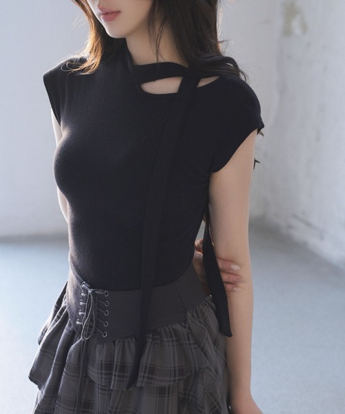 VEILA tシャツ 長めリボンカットソーTシャツ レディース : ZOZOTOWN