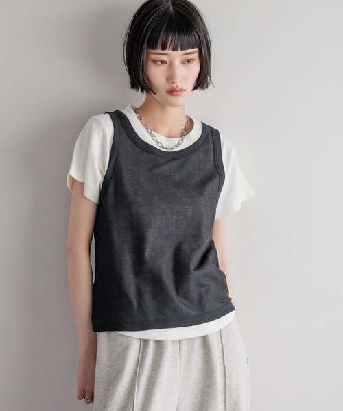 LOWRYS FARM（ローリーズファーム） tシャツ タンクレイヤードSETT
